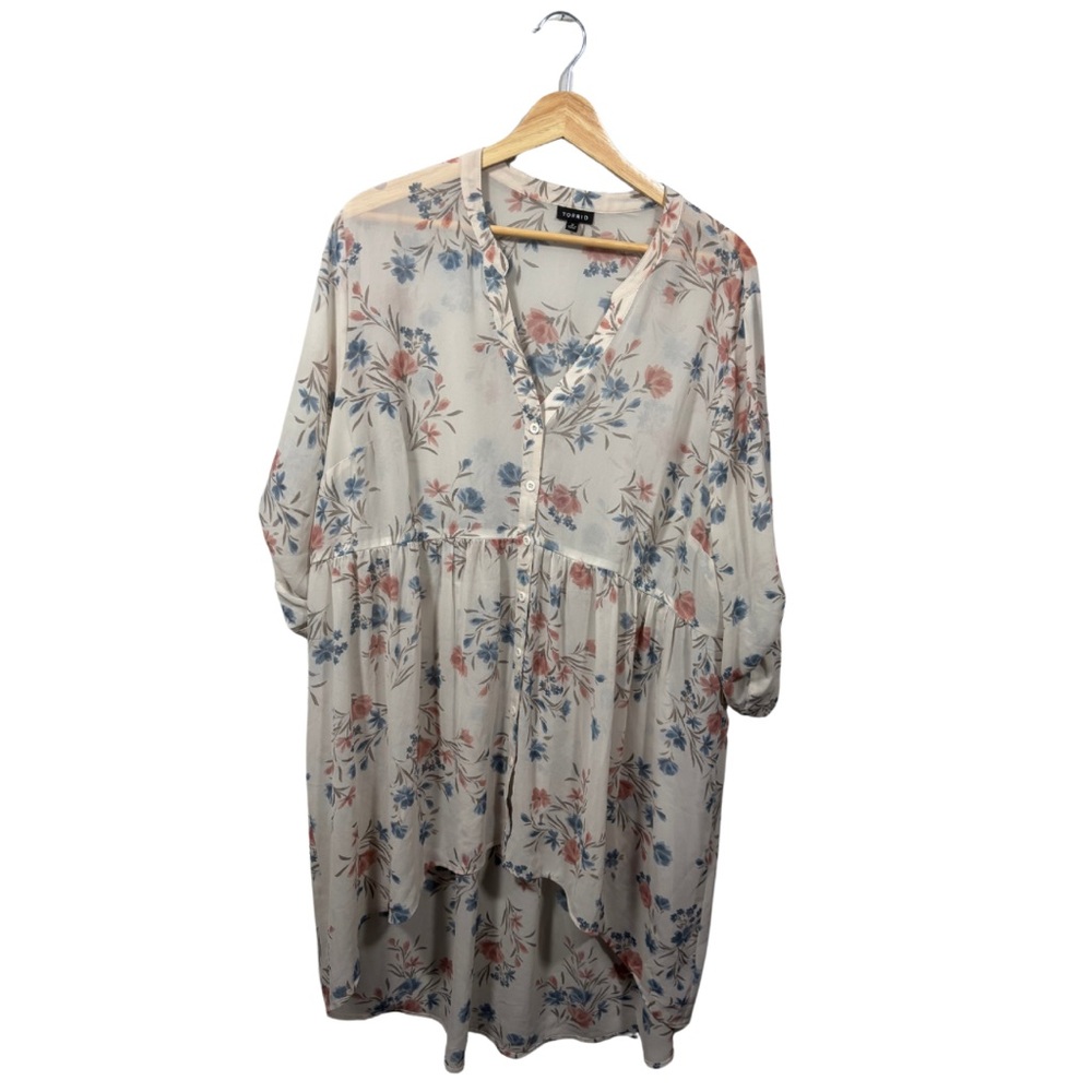 Torrid Floral Sheer Short Sleeve Shirt